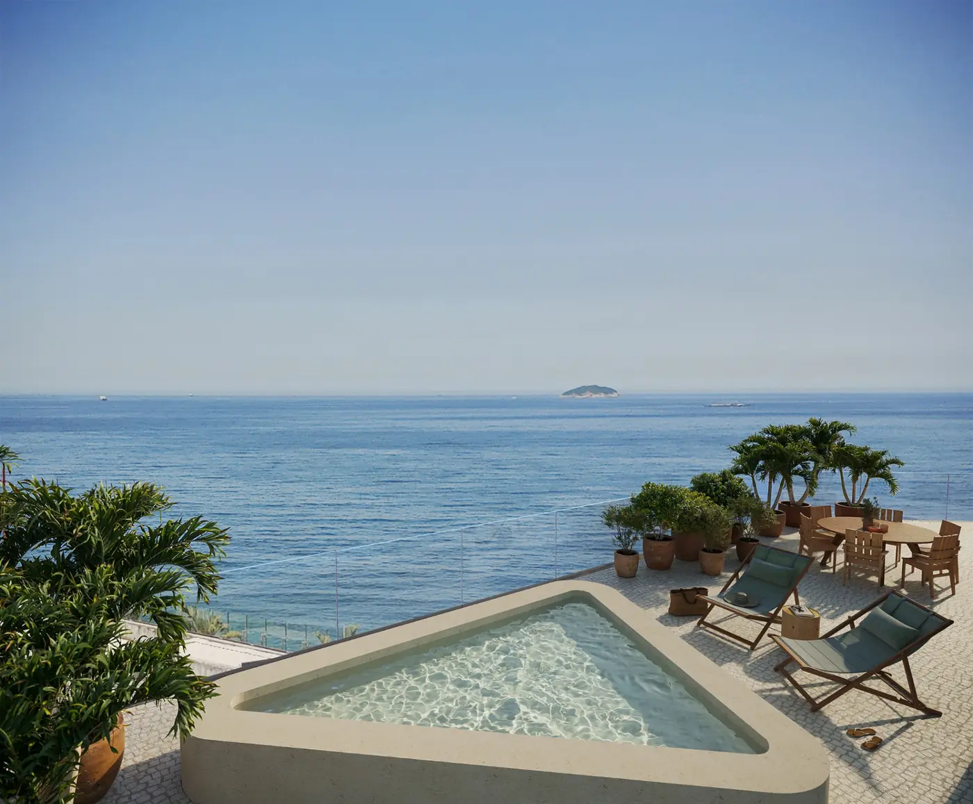 Piscina privativa da cobertura com vista para o mar